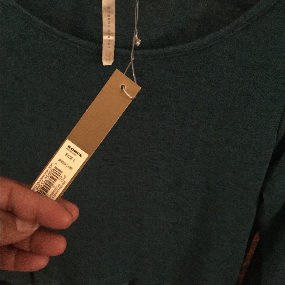 LC LAUREN CONRAD Lace Hem Sweater Tunic,